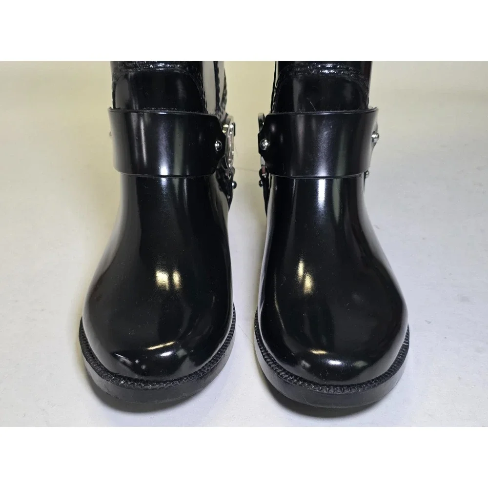 Michael Kors‎ MK Women's Rain Boots Size 6 M Black Tall Waterproof Rubber Riding